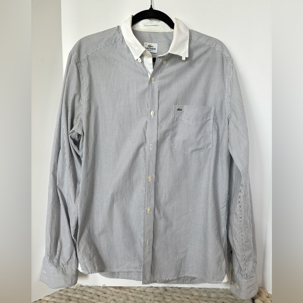 LACOSTE STRIPED BUTTON DOWN SHIRT